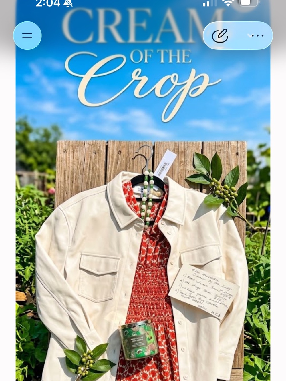 Cream of the crop studio jumper Cream Faux top  necklace bath body apple candle